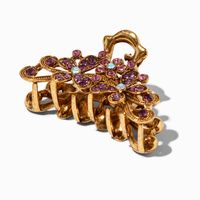 Purple Flower Gold Oval Hair Claw