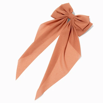 Caramel Brown Sheer Long Tail Hair Bow Clip