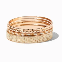 Gold-tone Raffia Bangle Bracelets - 5 Pack