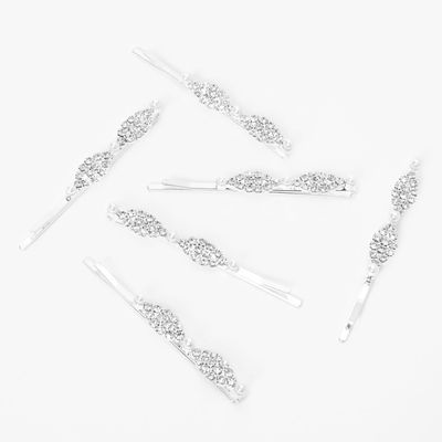 Silver Crystal Wave Hair Pins (6 Pack)