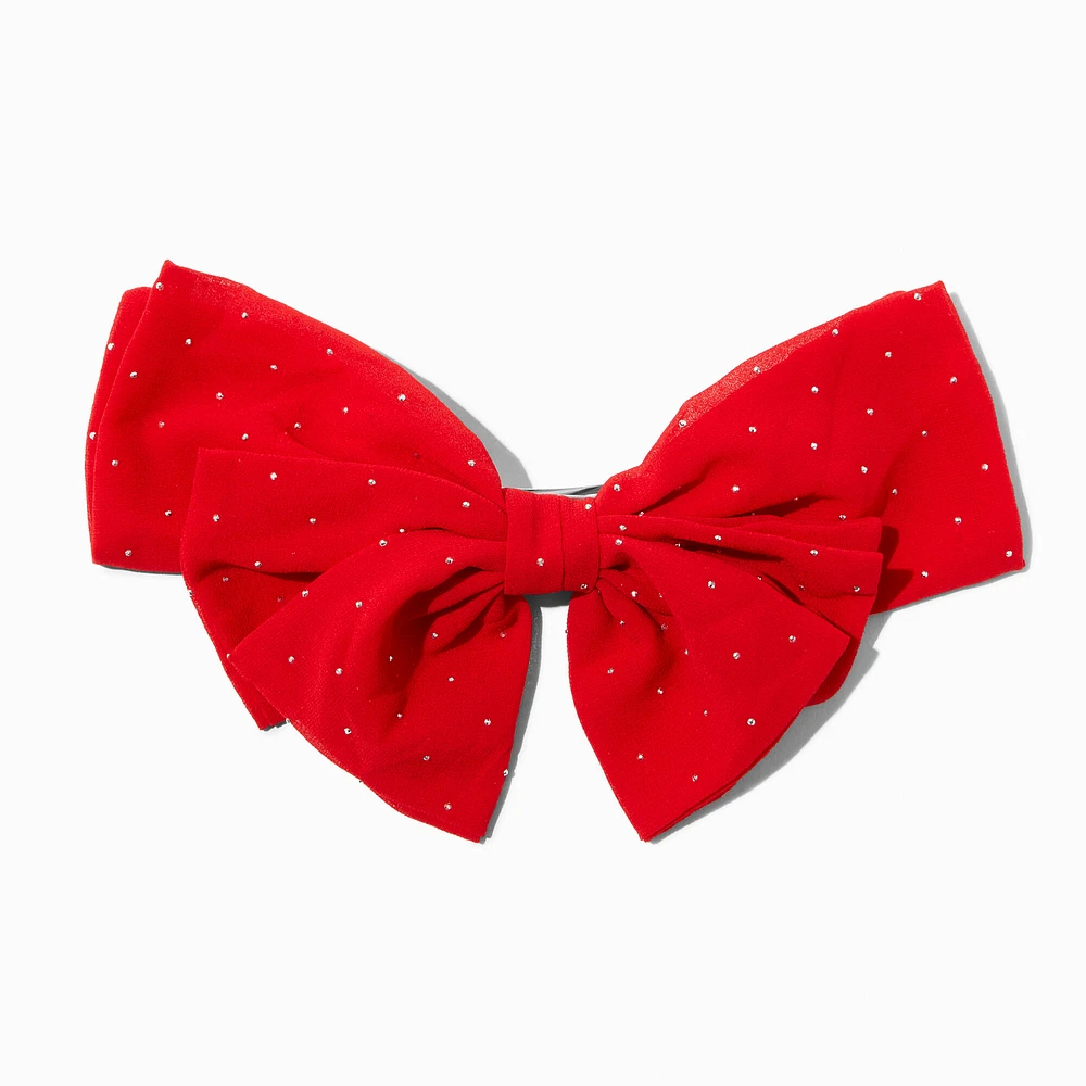 Red Crystal Embellished Bow Hair Clip