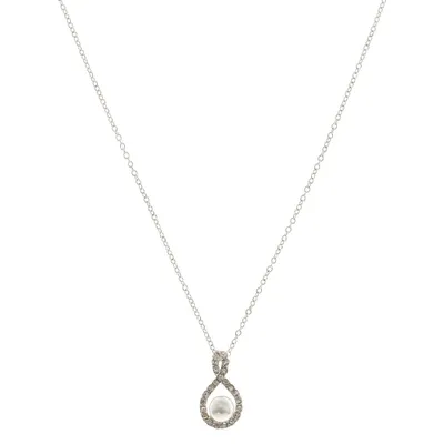 Infinity Glass Pearl Pendant Necklace