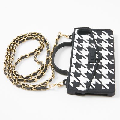 Silicone Houndstooth Phone Case with Strap - Fits iPhone® 6/7/8/SE