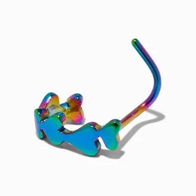 Rainbow Anodized 20G Heart Row Nose Stud