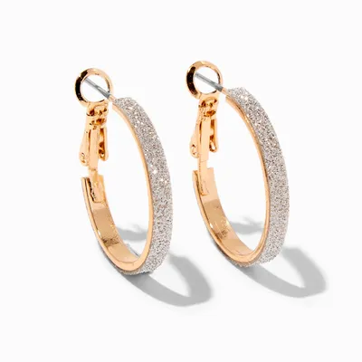 Gold 20MM Thin Glitter Hoop Earrings