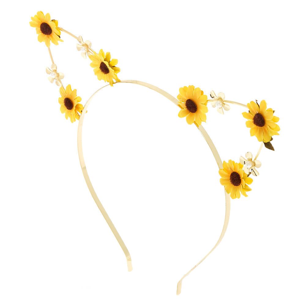 Sunflower Cat Ear Headband - Yellow