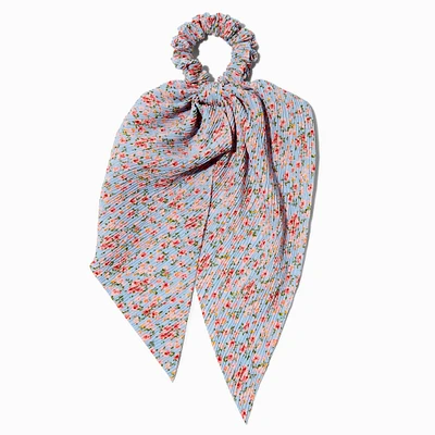 Floral Pleated Hair Scrunchie Scarf