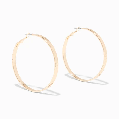 Gold 60MM Hammered Hoop Earrings