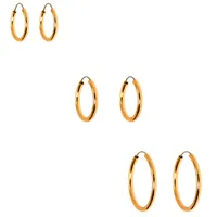 Gold Graduated Mixed Earrings - 9 Pack