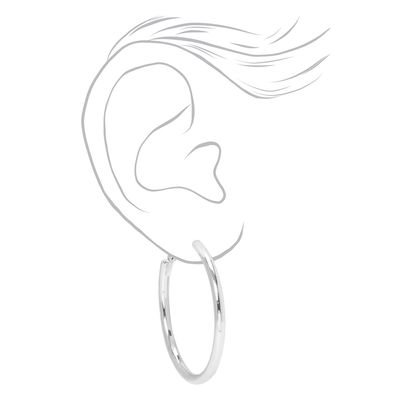 Silver 40MM Mixed Hoop Earrings - 3 Pack