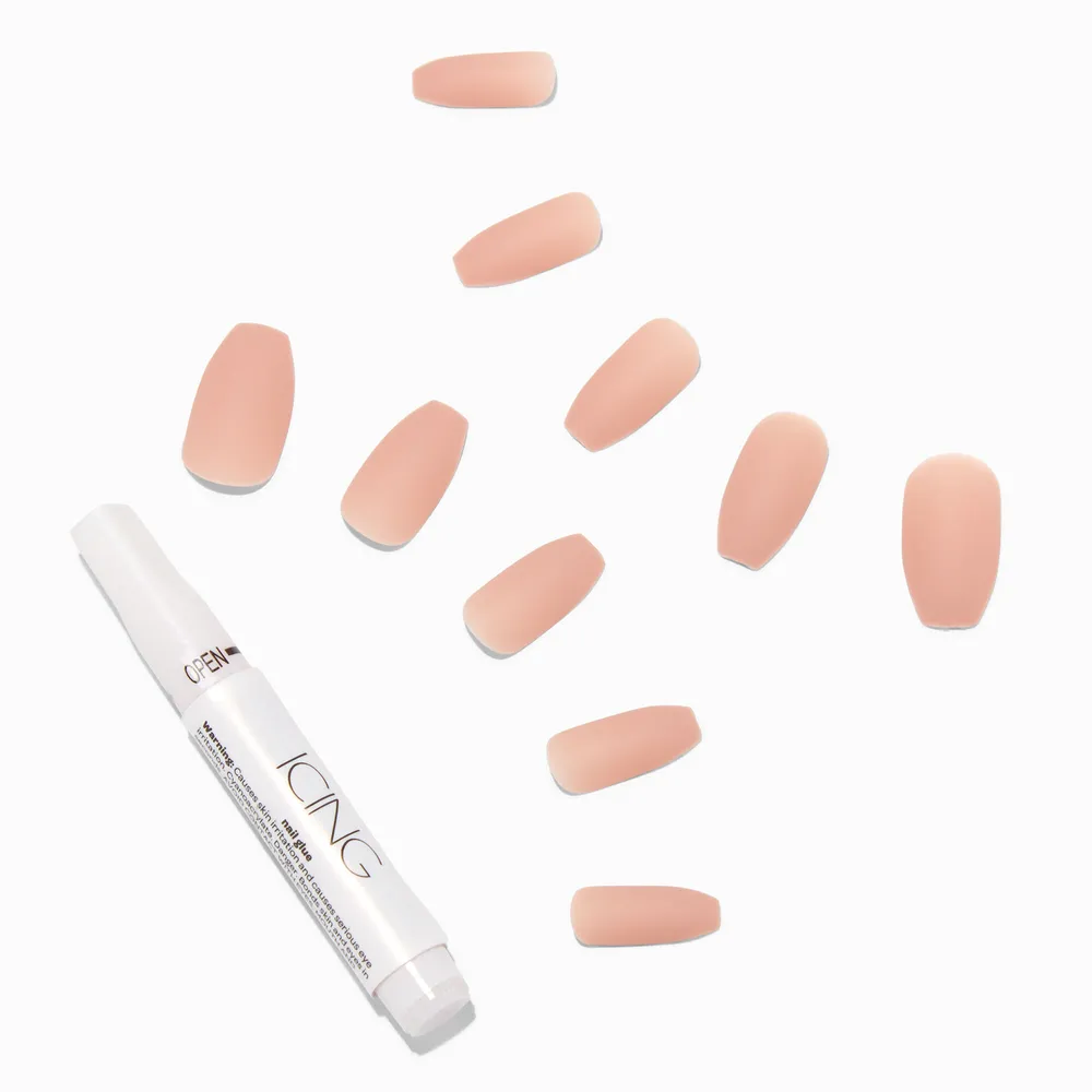 Nude Matte Coffin Vegan Faux Nail Set - 24 Pack