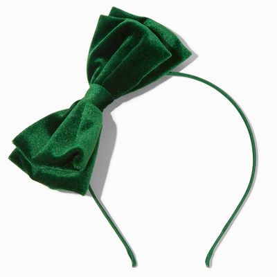 Green Velvet Bow Headband