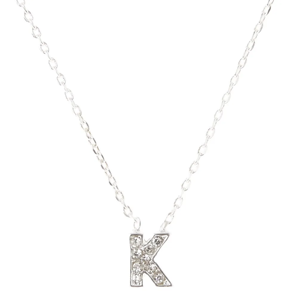 Silver Embellished Initial Pendant Necklace