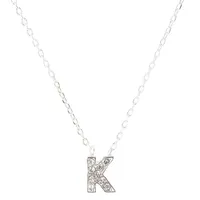 Silver Embellished Initial Pendant Necklace