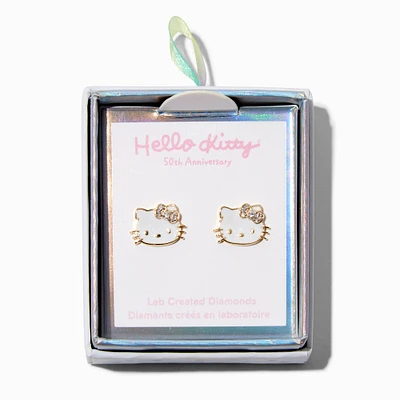 Hello Kitty® 50th Anniversary Icing Exclusive Sterling Silver 1/20 ct. tw. Lab Grown Diamond & Enamel Stud Earrings