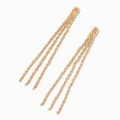 Gold Braided 3" Chain Drop Earrings