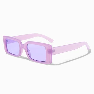Chunky Rectangle Sunglasses - Frosted Purple