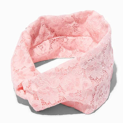 Pink Lace Wide Twisted Headwrap