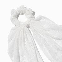 White Eyelet Hair Scrunchie Scarf