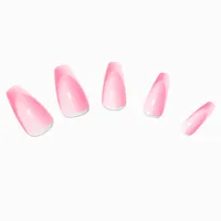 Hot Pink Shadow French Squareletto Vegan Faux Nail Set - 24 Pack