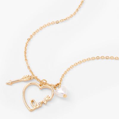 Gold Love Heart Pendant Necklace