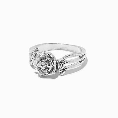 Antiqued Silver Rose Band Ring