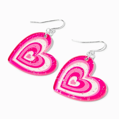 Pink Pulsating Heart 1.5" Drop Earrings