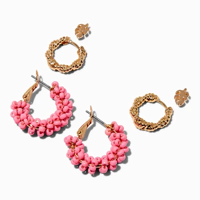 Beaded Hoops Earring Stackables Set