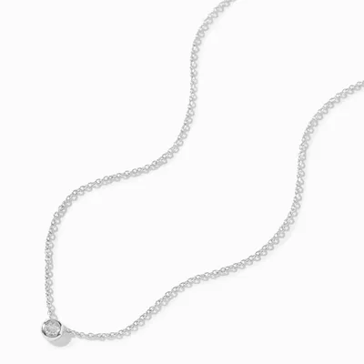 Laboratory Grown Diamond Bezel Stone Pendant Sterling Silver Necklace 0.10 ct. tw.