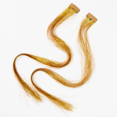 Tinsel Faux Hair Clip In Extensions - Gold, 2 Pack
