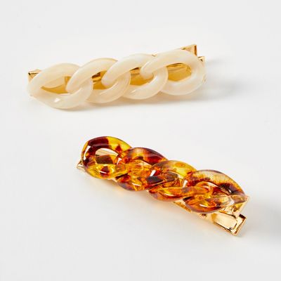 Tortoiseshell Chainlink Hair Clips - 2 Pack