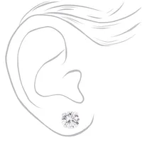 Sterling Silver Cubic Zirconia Round Martini Stud Earrings - 8MM