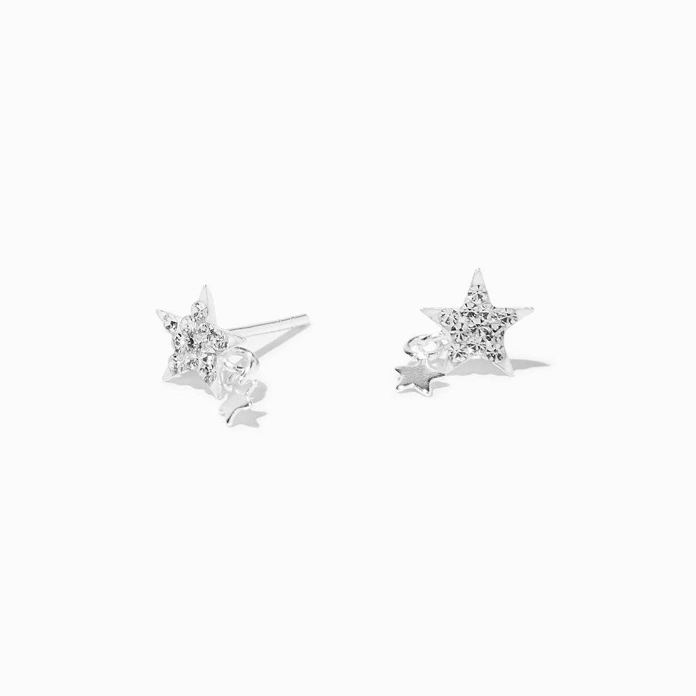 Sterling Silver Crystal Star Drop Earrings