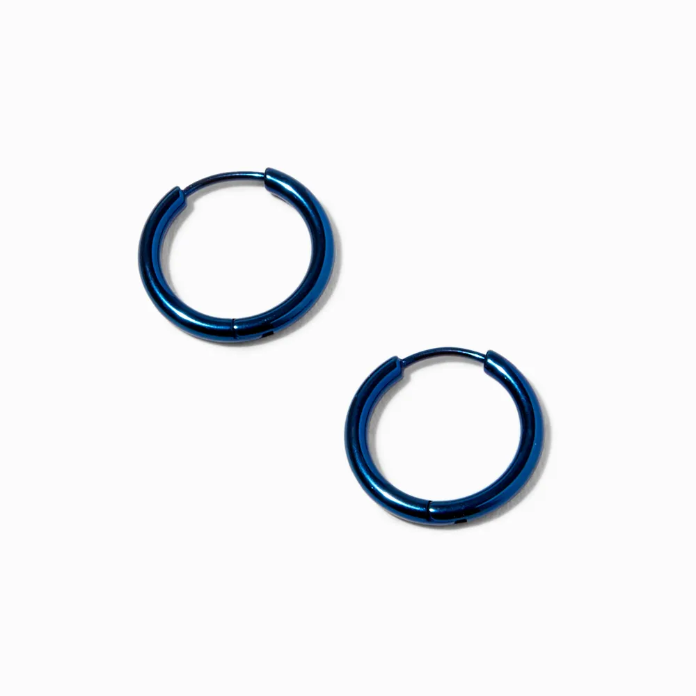 Titanium 12MM Blue Anodized Hoop Earrings