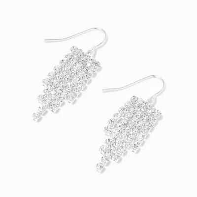 Silver Crystal Fringe 1.5" Drop Earrings