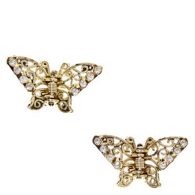 Rustic Gold Butterfly Hair Claws - 2 Pack