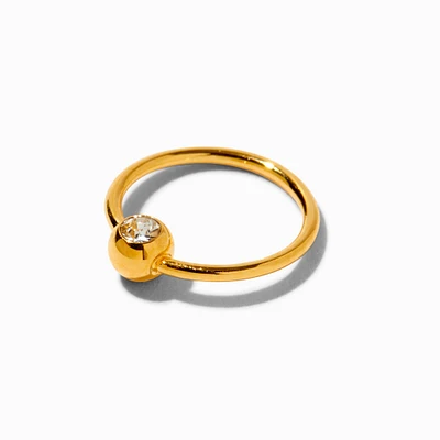 18k Gold Plated Titanium 20G Ball Hoop Nose Ring