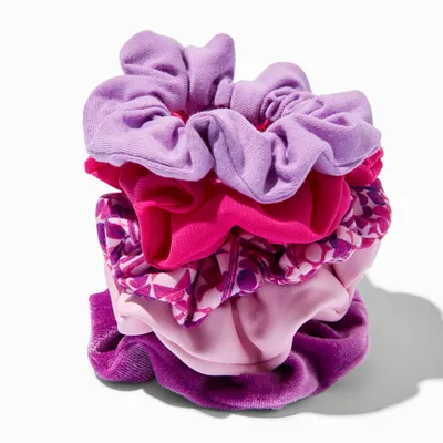 Purple Geometric Hair Scrunchies - 5 Pack