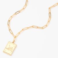 Gold Rectangle Zodiac Symbol Pendant Necklace - Virgo