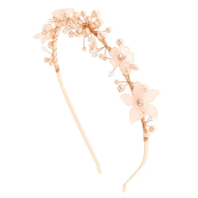 Pink Pearl Flower Headband