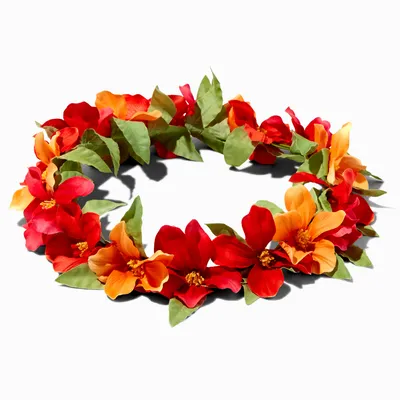 Orange & Red Hibiscus Flower Crown