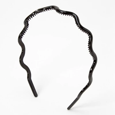 Black Solid Wave Headband