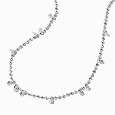 Silver-tone Cubic Zirconia Confetti Ball Chain Necklace