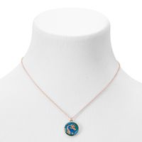 Gold Round Mood Zodiac Pendant Necklace - Aquarius