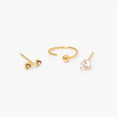 Gold Embellished Mixed Nose Rings (3 Pack)