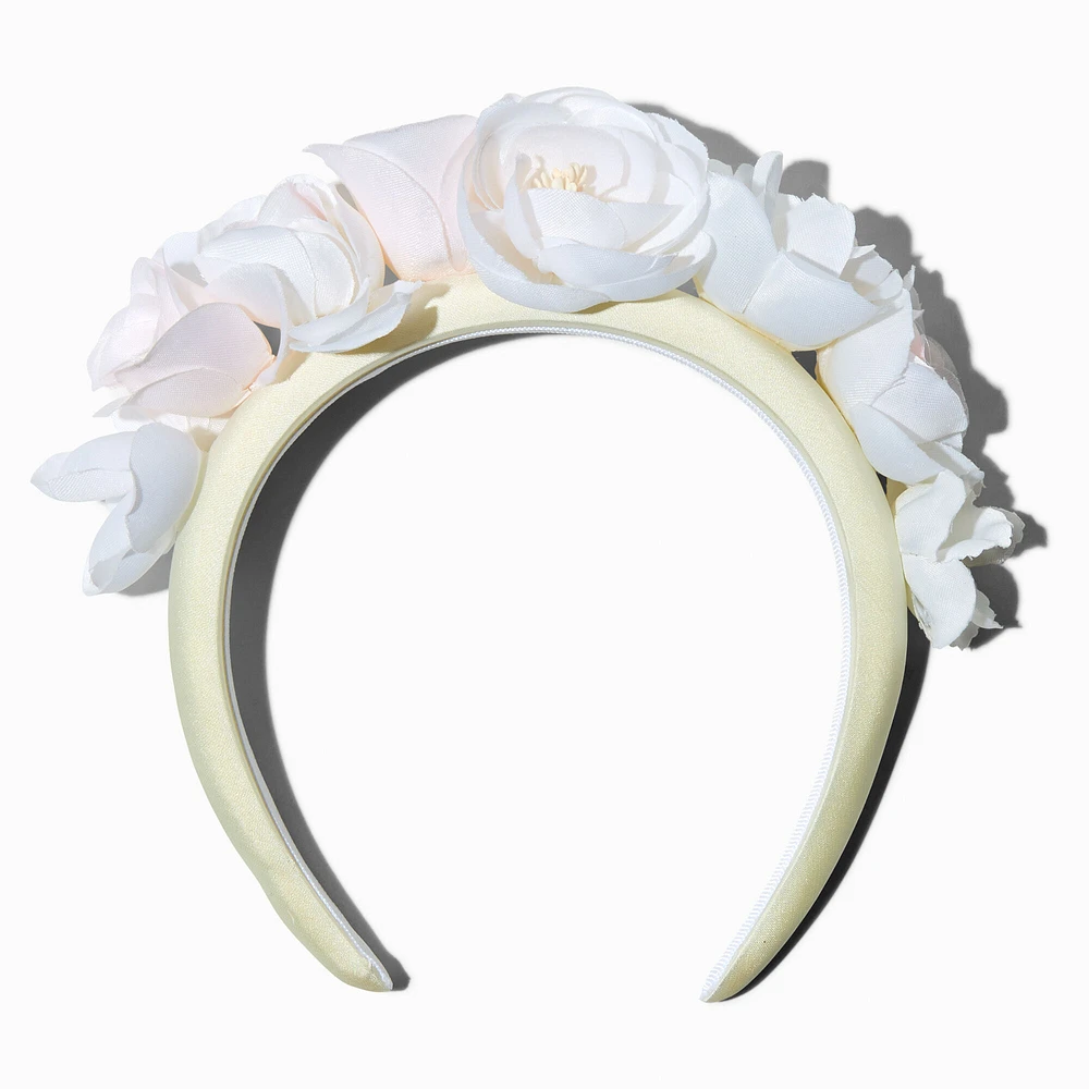 White Rose Flower Crown Headband