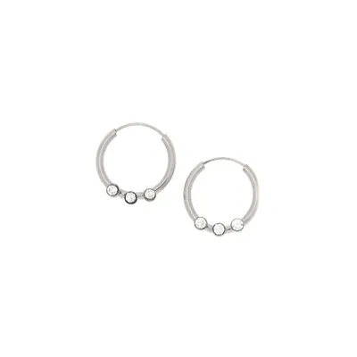 12MM Sterling Silver Crystal Hoop Earrings