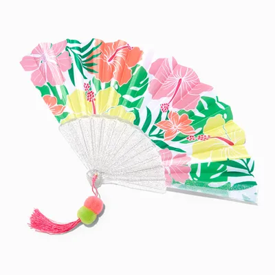 Tropical Hibiscus Folding Fan