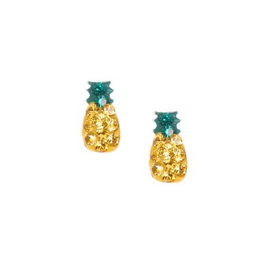 Sterling Silver Crystal Pineapple Stud Earrings