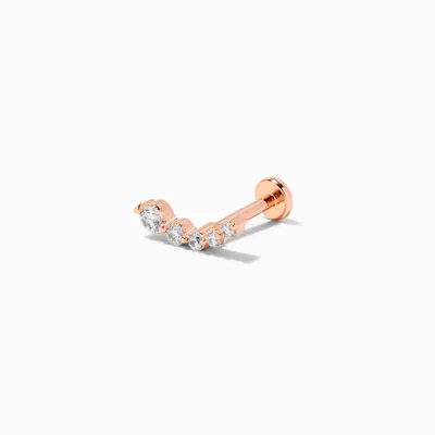 18k Rose Gold Plating Titanium 16G Crystal Curve Cartilage Earring